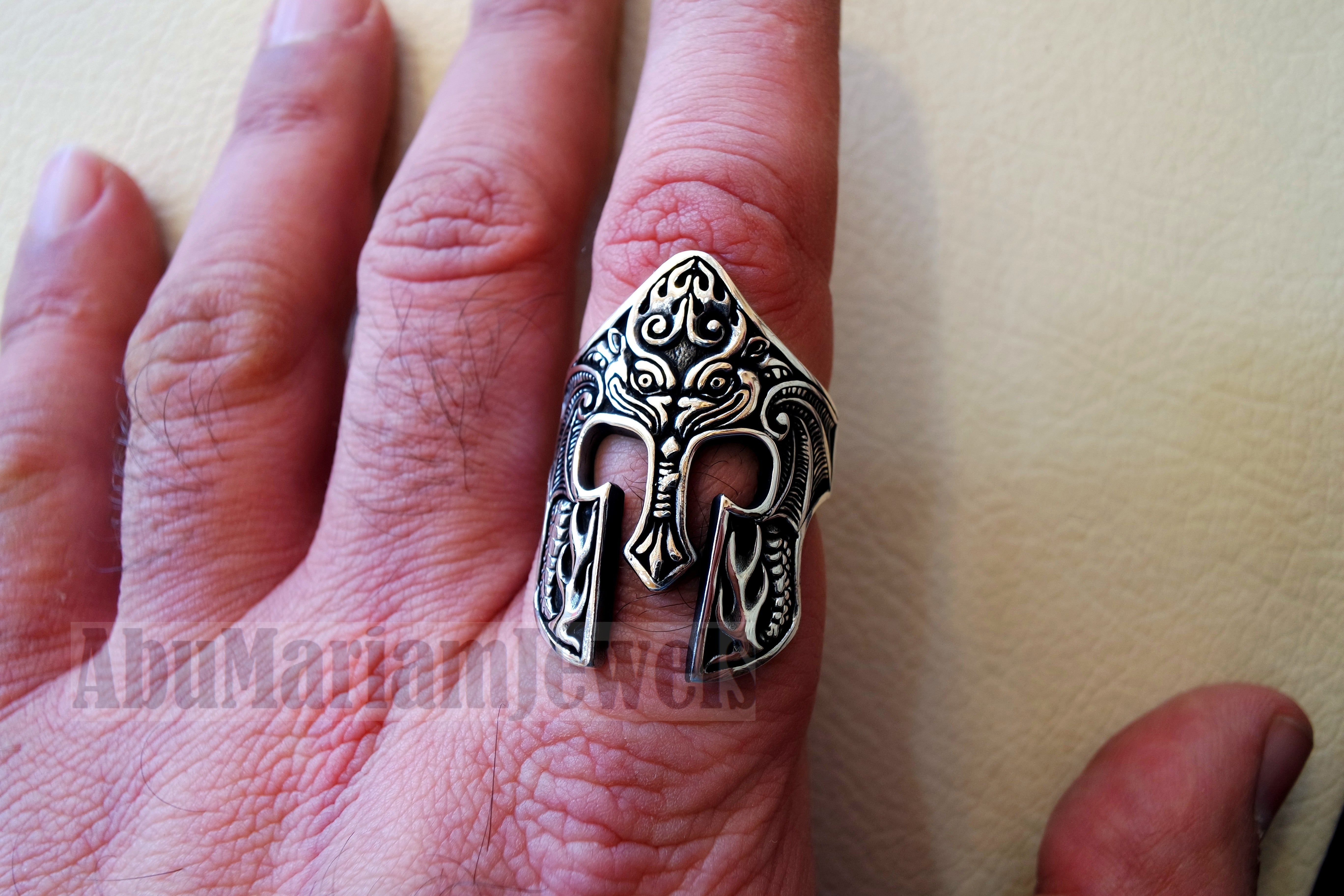 Warrior ring face mask ring sterling silver 925 huge man jewelry piece all sizes fast express shipping