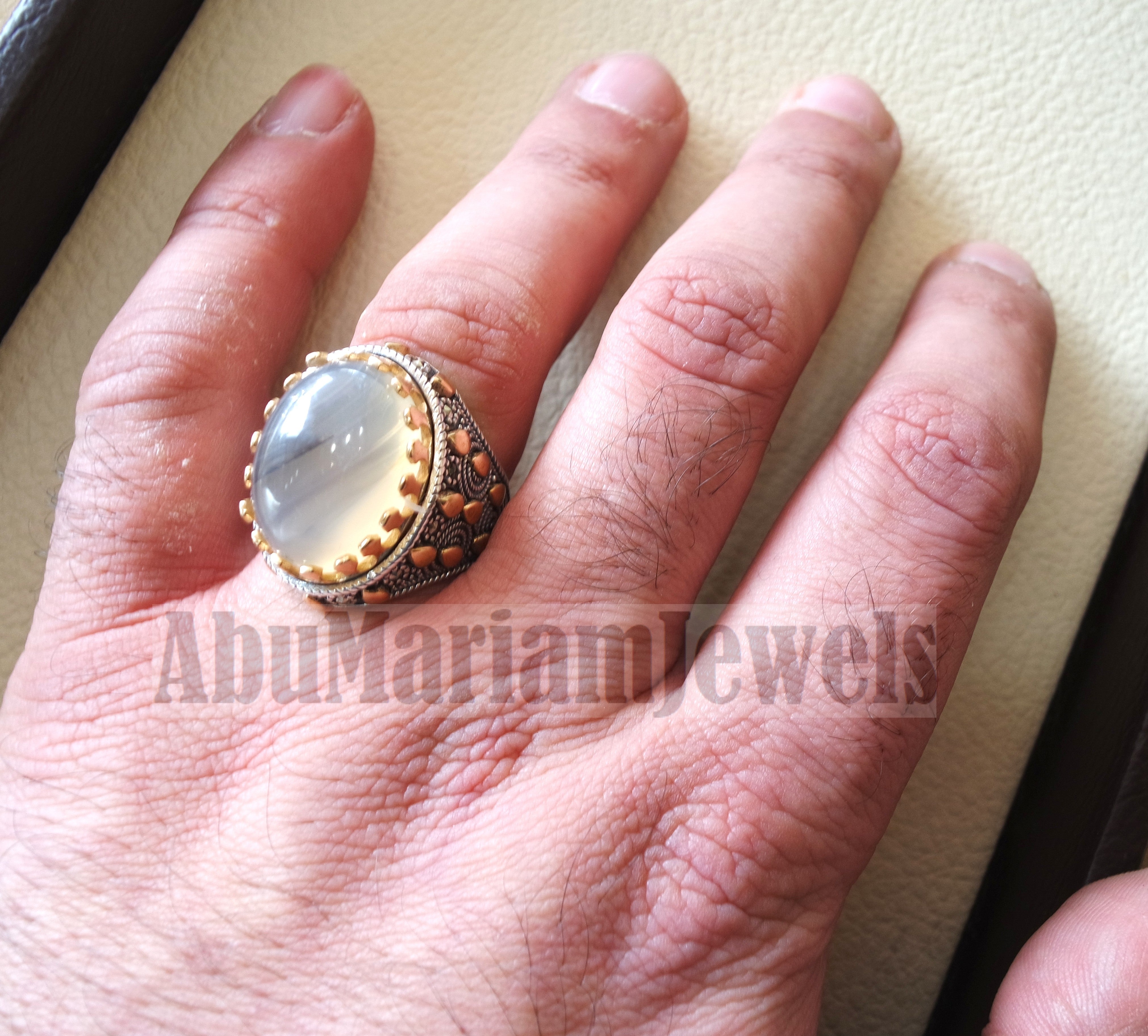 oval yamani aqeeq natural stunning Sulymani agate gem men ring sterling silver 925 and bronze jewelry all sizes عقيق يماني