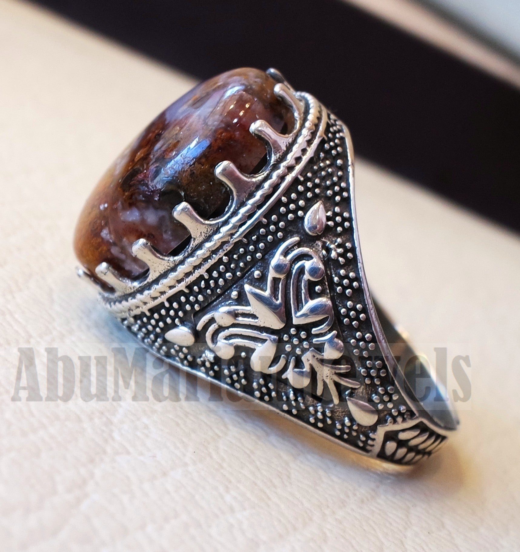 Agua nevada aqeeq sulymani natural Mexican stone sterling silver 925 man ring ottoman turkey antique style any size عقيق سليماني