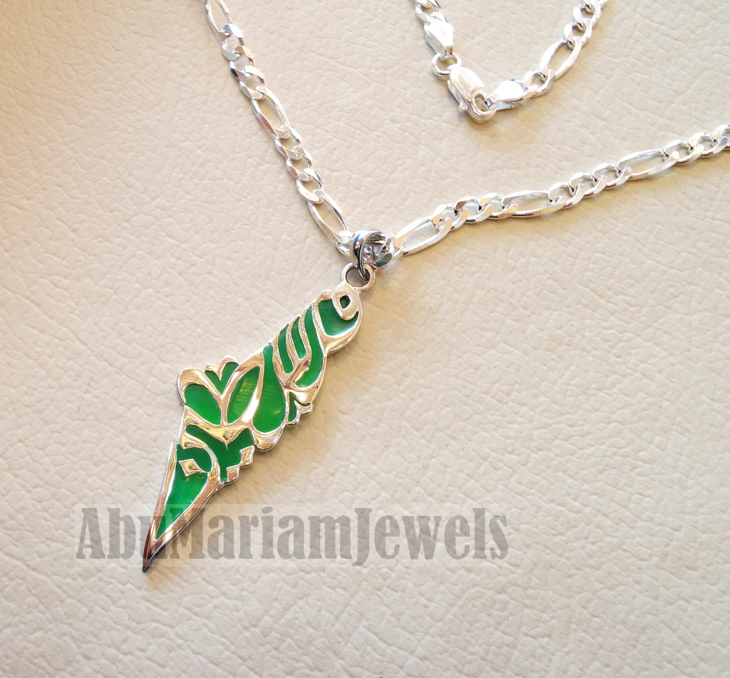 Palestine map pendant sterling silver 925 with thick chain  high quality with green enamel jewelry arabic calligraphy fast shipping خارطه فلسطين