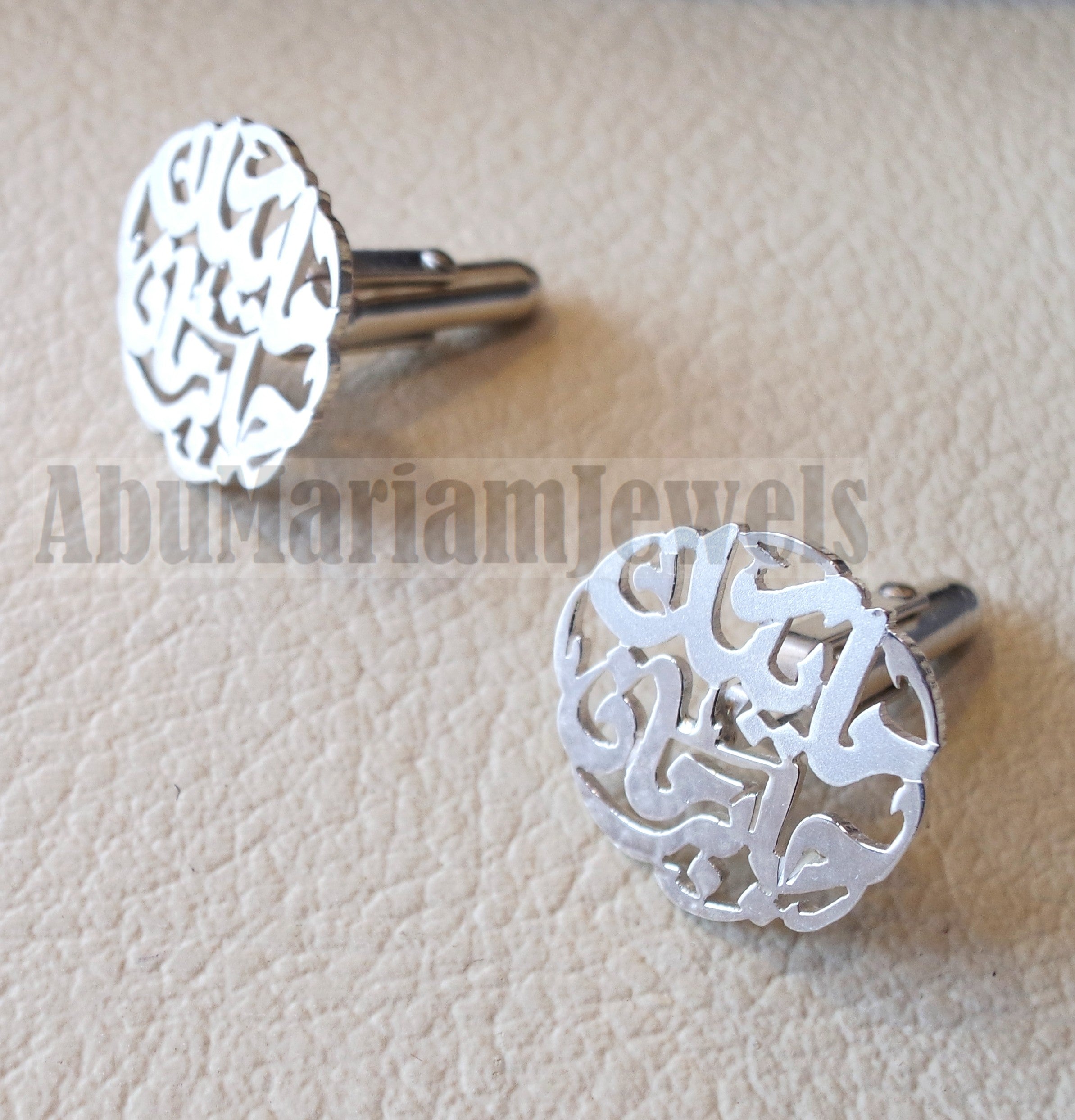 Copy of cufflinks , cuflinks 2 words on piece calligraphy arabic customized any name made to order sterling silver 925 heavy men jewelry عربي CF12