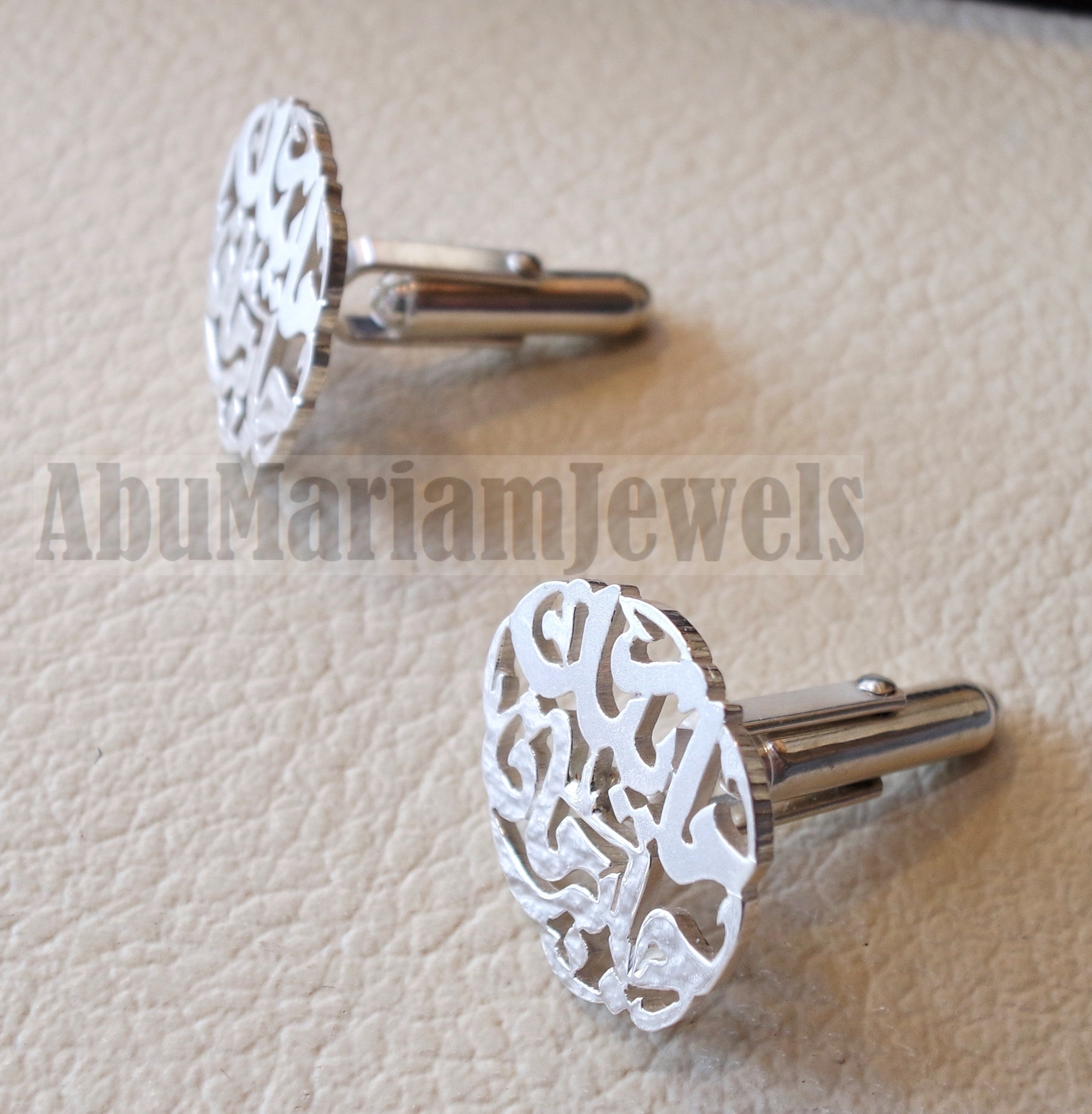 Copy of cufflinks , cuflinks 2 words on piece calligraphy arabic customized any name made to order sterling silver 925 heavy men jewelry عربي CF12