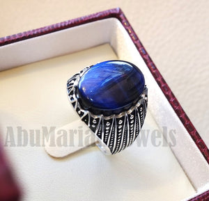 Impresionante Tigre ojo azul piedra hombres anillo de plata esterlina 925 y joyería hecha a mano de pavo árabe estilo otomano de cualquier tamaño