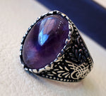 amatista ágata natural púrpura piedra esterlina plata 925 hombre anillo Vintage Árabe Turco estilo otomano joyería oval gema todos los tamaños
