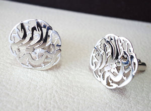 cufflinks , cuflinks 2 words every piece calligraphy arabic customized any name made to order sterling silver 925 heavy men jewelry