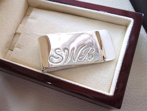 personalized customized heavy sterling silver 925 money clip three letters or one name Arabic or English or any other can be applied