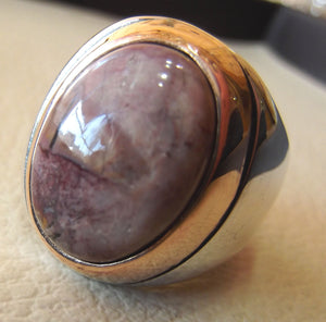 Butterfly jasper natural stone sterling silver 925 huge man ring all sizes jewelry ottoman cocktail high quality style gem in bronze frame