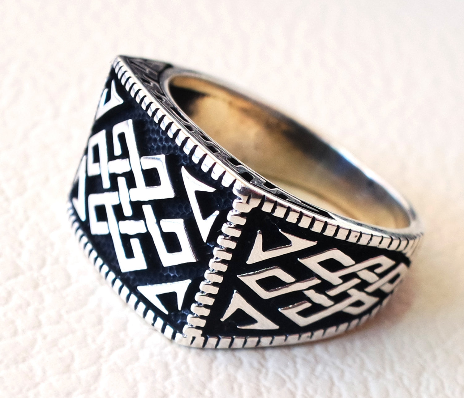 celtic sterling silver 925 heavy man ring rectangular shape any