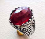 color rojo rubí facetas cabochon Stone hombre anillo de plata esterlina 925 todos los tamaños de alta calidad joyería otomana de Oriente medio antiguo estilo