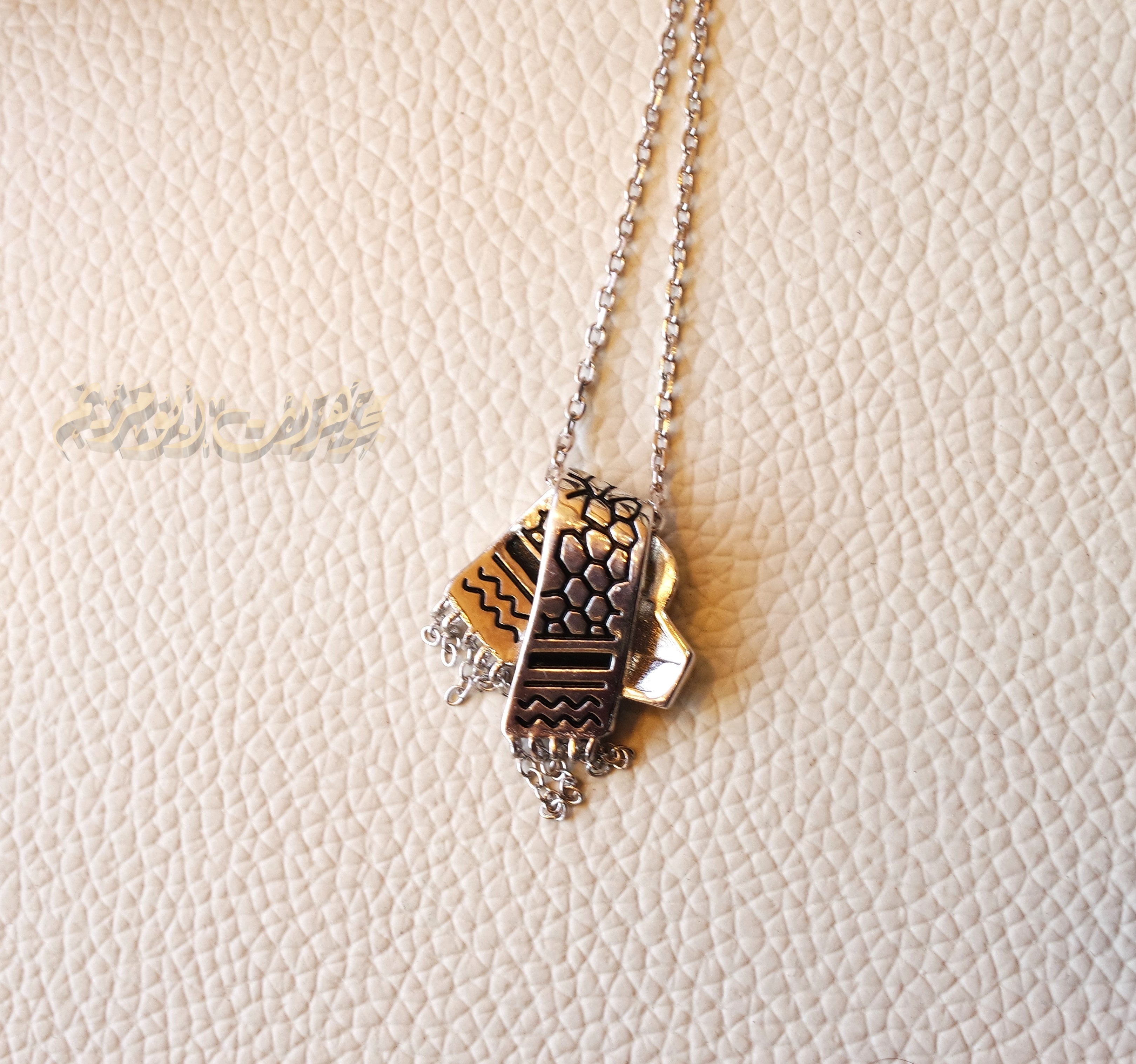 Palestine koufeyeh ِAqsa necklace sterling silver 925 high quality jewelry koufyeh Arabic fast shipping  قبة الصخرة كوفية كوفيه خارطه فلسطين