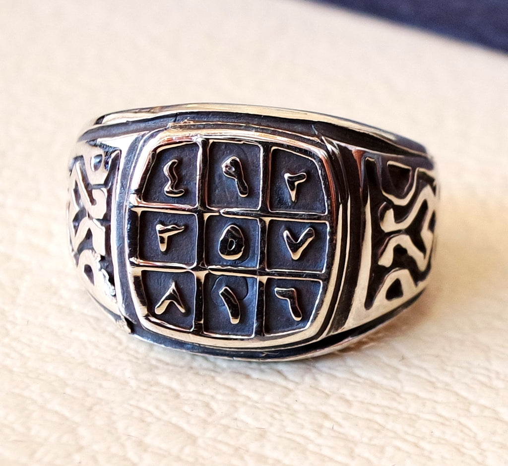 Talisman Arabic Numbers abjad Men Ring sterling silver 925 arabe ottoman turc Islam bijoux toutes tailles expédition rapide