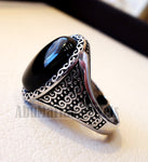 man ring aqeeq natural agate onyx oval stone black big gem sterling silver antique ottoman turkey style fast shipping all sizes men gift