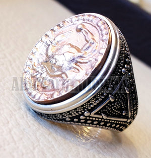 Horoscopes zodiac sign cancer sterling silver 925 and antique bronze huge men ring all sizes men jewelry gift that bring luck fast shipping