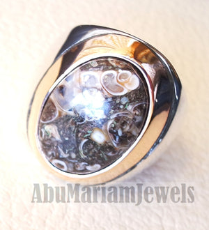 Turtella turtle jasper stunning natural stone semi precious cabochon oval heavy man ring sterling silver bronze all sizes fast shipping