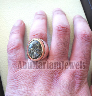 Turtella turtle jasper stunning natural stone semi precious cabochon oval heavy man ring sterling silver bronze all sizes fast shipping