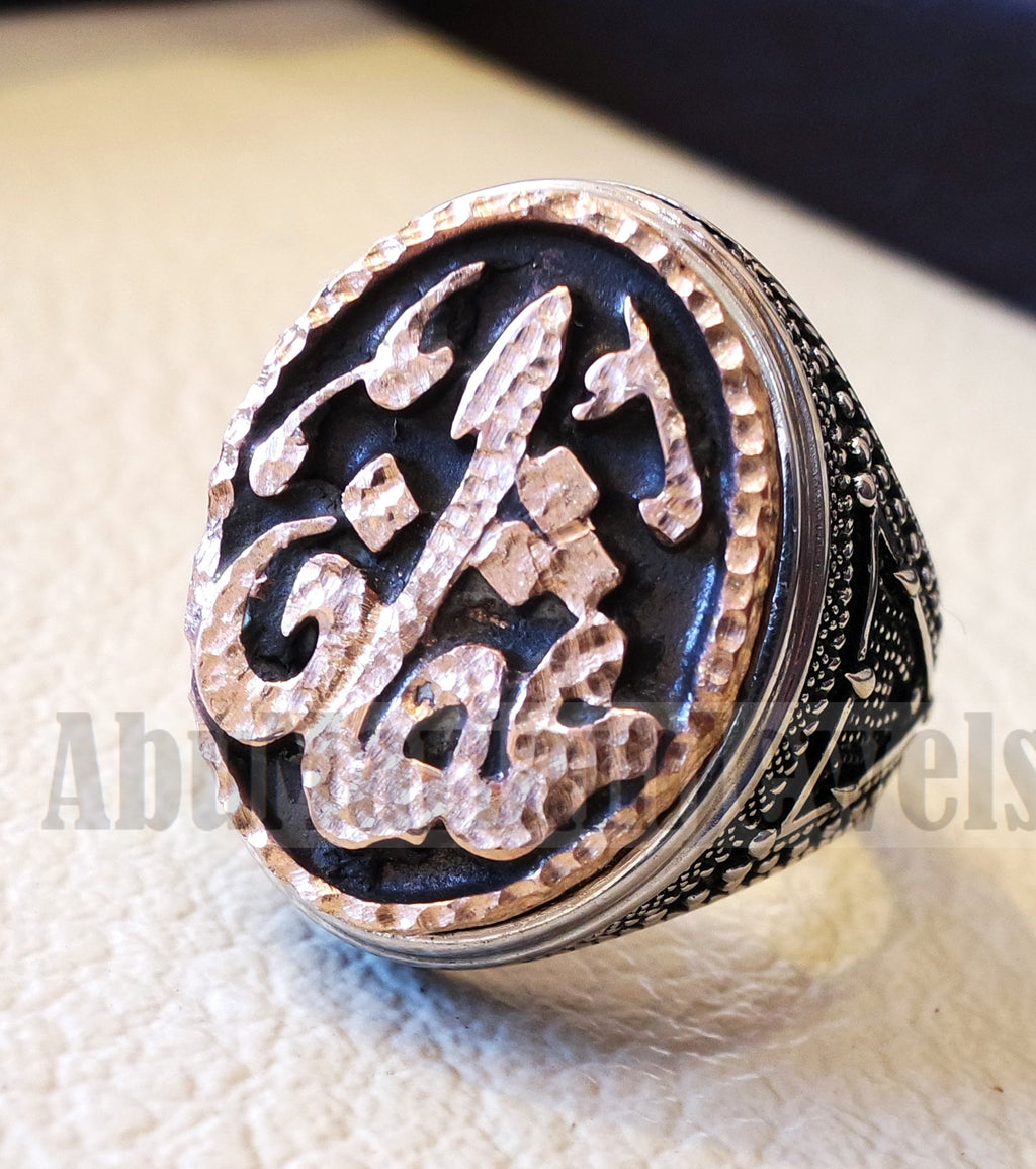 Customized Arabic calligraphy names ring personalized antique jewelry style sterling silver 925 and bronze any size TSB1003 خاتم اسم تفصيل