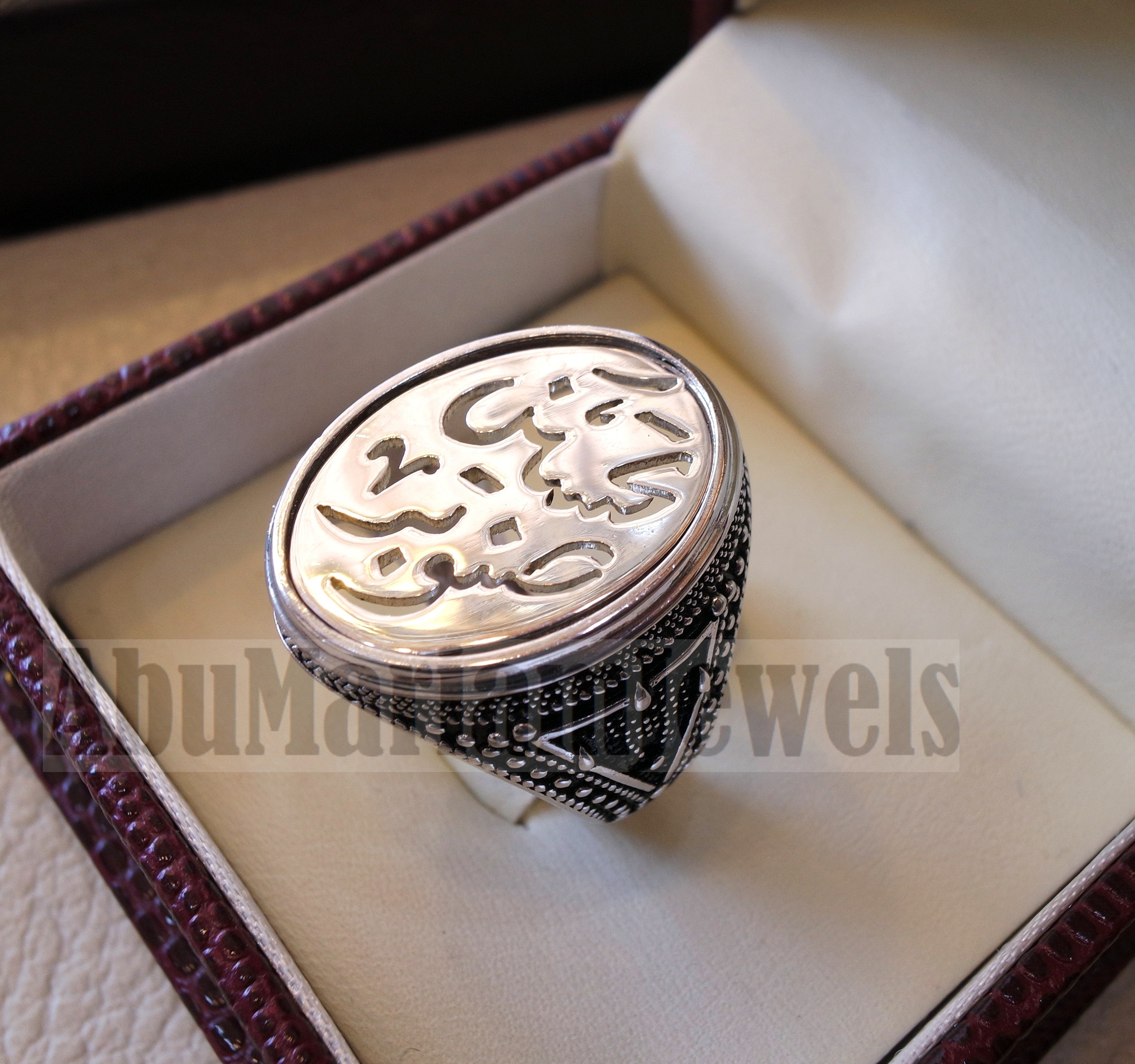 Customized Arabic calligraphy names ring personalized antique jewelry style sterling silver 925  any size TSN1001 خاتم اسم تفصيل