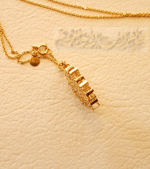 Honeycomb snowflake 3d 18K yellow gold necklace pendant and chain gift fine jewelry full insured shipping