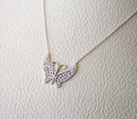 Collier papillon blanc cubique zircone sterling silver 925 boîte cadeau livraison rapide