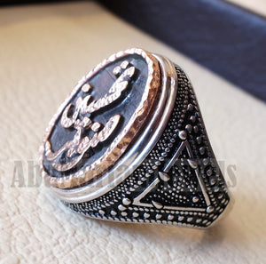 Customized Arabic calligraphy names ring personalized antique jewelry style sterling silver 925 and bronze any size TSB1001 خاتم اسم تفصيل