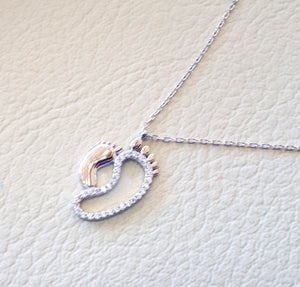 Bébé pieds Collier argent sterling 925 cubique zircon de haute qualité polonais
