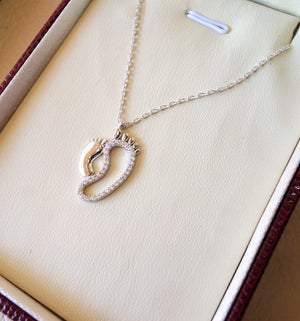 Bébé pieds Collier argent sterling 925 cubique zircon de haute qualité polonais