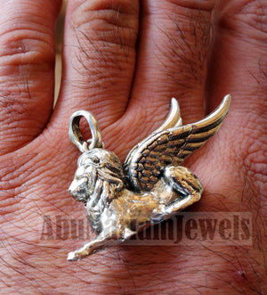 Babylon lion historical mythical winged lion the symbol of ultimate power pendant sterling silver 925 griffin gryphon jewelry