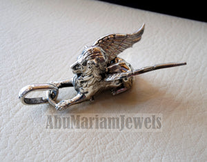 Huge Babylon lion 3D historical mythical winged lion the symbol of ultimate power pendant sterling silver 925 griffin gryphon jewelry