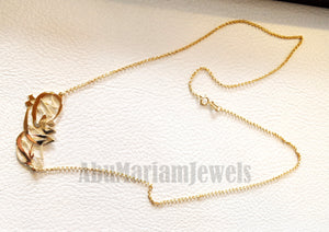personalized customized 1 name 18 k gold arabic calligraphy pendant with chain standard , pear , rectangular or any shape fine jewelry N1003