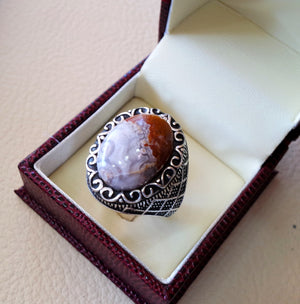 Agua Nevada Aqeeq sulymani Natural Stone sterling silver 925 Man Ring ottoman Turquie Moyen-Orient antique style any Size عقيق سليماني