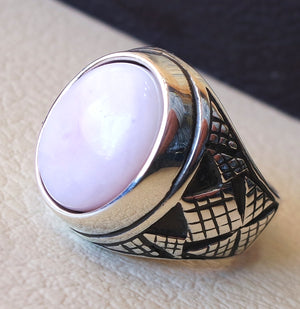 Pink opale pierre naturelle hommes anneau Sterling argent 925 superbe véritable bijou Ottoman style arabe bijoux toutes les tailles
