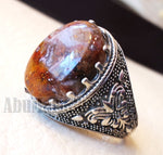 Agua nevada aqeeq sulymani natural Mexican stone sterling silver 925 man ring ottoman turkey antique style any size عقيق سليماني