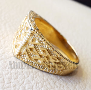 Celtic knot 18k yellow gold men ring  all sizes signet style fine jewelry fast shipping heavy man ring