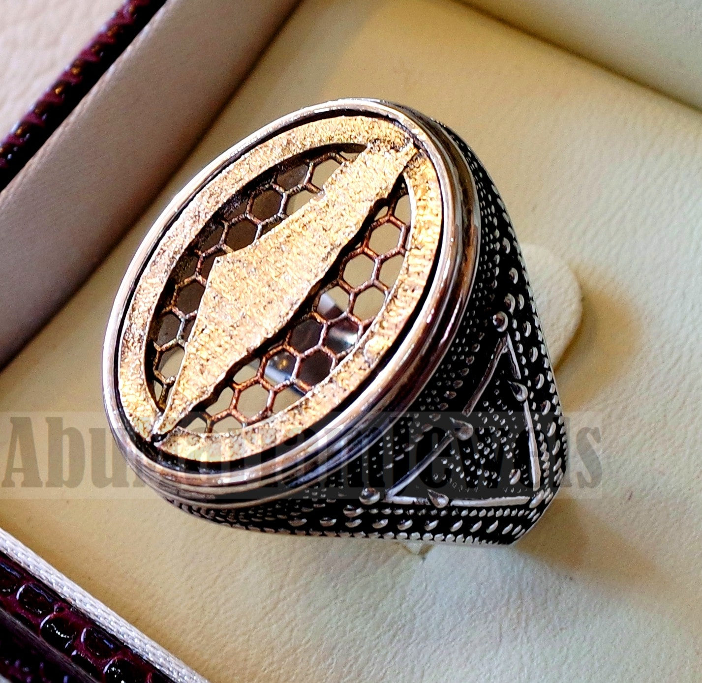 Palestine map man ring sterling silver and bronze arabic middle eastern turkey oriental antique style fast shipping all sizes