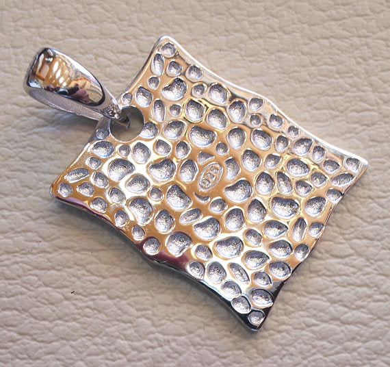 Heavy ayet Kursi Coran versets rectangulaires argent sterling 925 sculpté pendentif islamique arabe écriture antique bijoux اية الكرسي اسلام الله