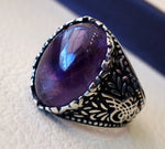 Améthyste Agate naturel violet Pierre Sterling argent 925 homme anneau Vintage arabe turc ottoman style bijoux ovale toutes les tailles