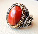 bague Agate Aqeeq anneau argent sterling 925 bague toute taille antique moyen oriental style cornaline semi précieux naturel cabochon عقيق