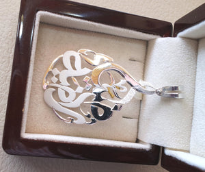 Pendentif énorme tous les deux noms arabes Made to Order personnalisé argent sterling 925 de haute qualité polissage grande taille poire forme تعليقه اسماء عربي