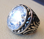 diamant hommes anneau de pierre synthétique de haute qualité blanc couleur cubique zircon énorme argent sterling 925 toute taille ottomane bijoux de style arabe