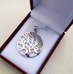 Tree of life sterling silver big round pendant 925 k high quality  jewelry Chakra Kabbalah symbol of  wisdom handmade fast shipping