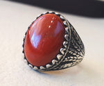 pure red jasper wheat man ring stone natural aqeeq gem sterling silver 925 ring  oval semi precious cabochon jewelry fast shipping all sizes