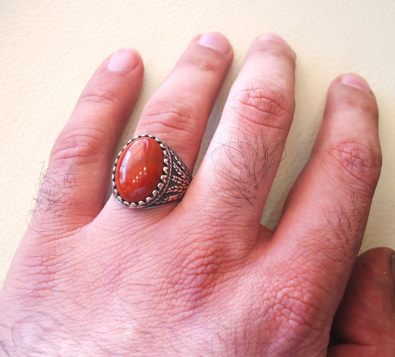 pure red jasper wheat man ring stone natural aqeeq gem sterling silver 925 ring  oval semi precious cabochon jewelry fast shipping all sizes