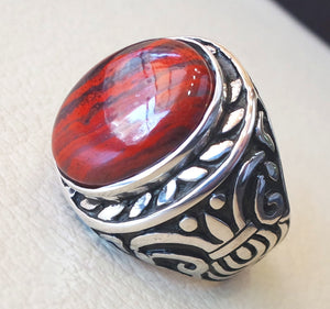 snake skin jasper stone natural gem sterling silver 925 ring red and black oval semi precious cabochon man huge ring jewelry fast shipping