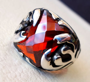 rouge rubis couleur cabochon octogone Pierre homme anneau Sterling argent 925 toutes les tailles de haute qualité des bijoux ottoman moyen-oriental antique style