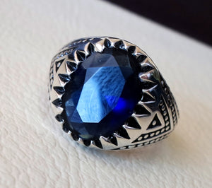 Dark Deep violacé bleu cubique zircon hommes anneau Sterling argent 925 ciel unique Pierre toutes les tailles bijoux rapide d'expédition oxydé style ottoman