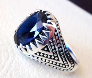 Dark Deep violacé bleu cubique zircon hommes anneau Sterling argent 925 ciel unique Pierre toutes les tailles bijoux rapide d'expédition oxydé style ottoman