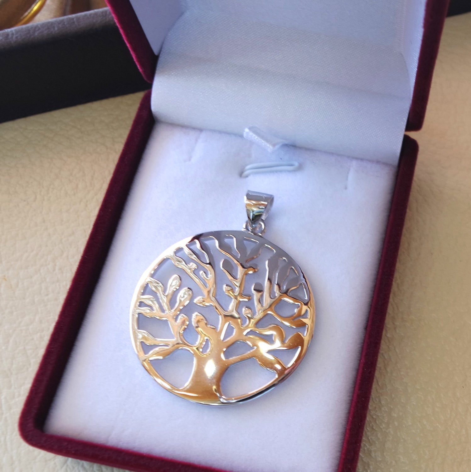 Tree of life sterling silver big round pendant 925 k high quality  jewelry Chakra Kabbalah symbol of  wisdom handmade fast shipping