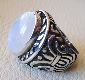 moonstone huge natural stone dur al najaf men ring sterling silver 925 stunning genuine gem two ottoman arabic style jewelry all sizes