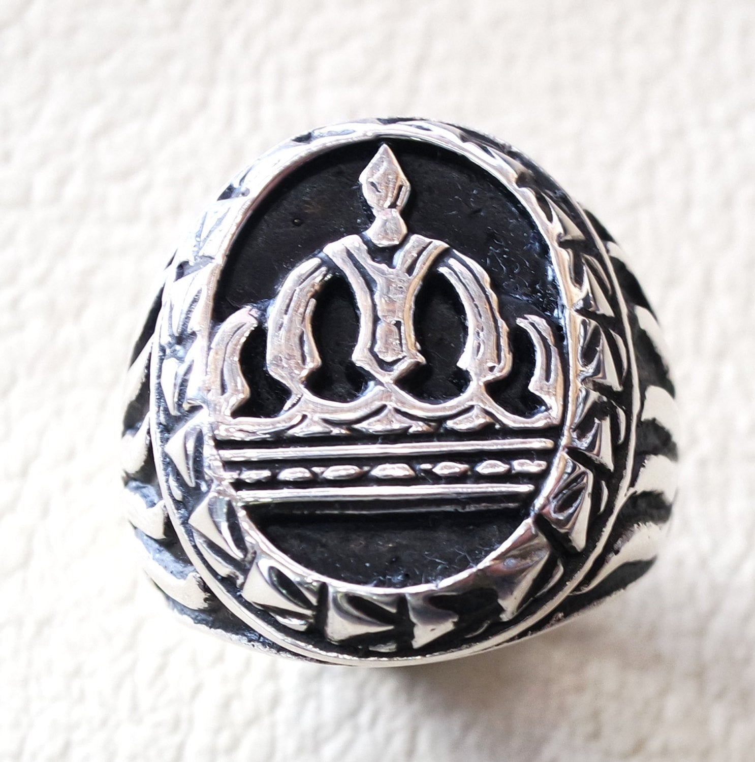 Vintage Style roi Royal Couronne hommes anneau lourd Sterling argent 925 fait main toutes les tailles bijoux expédition rapide