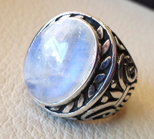 moonstone huge natural stone dur al najaf men ring sterling silver 925 stunning genuine gem two ottoman arabic style jewelry all sizes